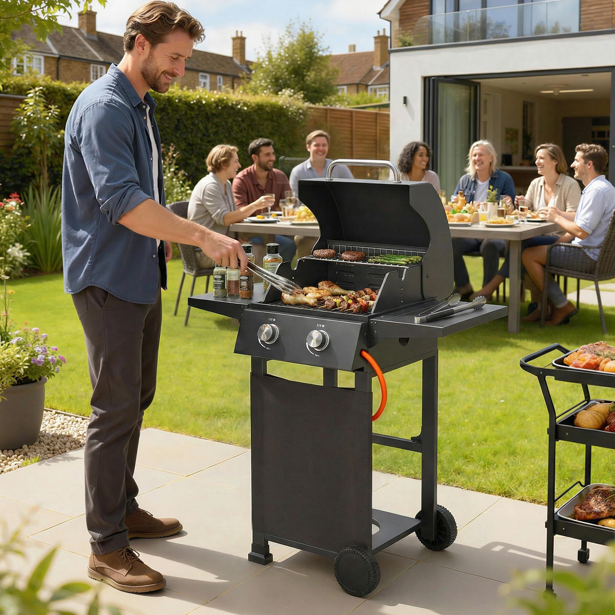 GASGRILL Stahl Metall Schwarz - Schwarz, Metall (53/111.5/95cm) - Outsunny