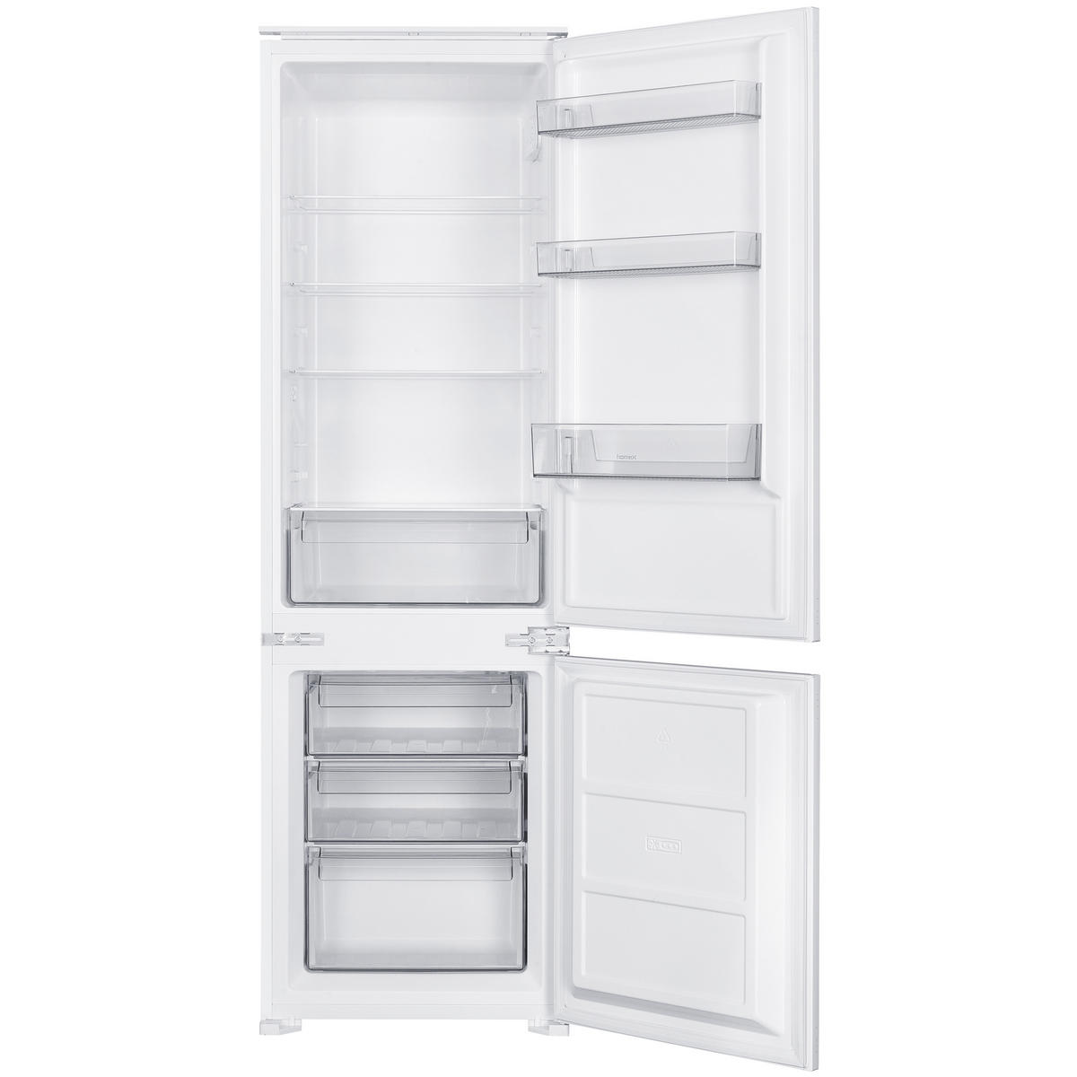 KÜHL-GEFRIER-KOMBINATION Einbau, 178cm Nische, 249 Liter, Schlepptürtechnik, Einbaukühlschrank mit Gefrierfach, CFB2491E - Weiß, Glas/Kunststoff (54/178/54cm) - homeX