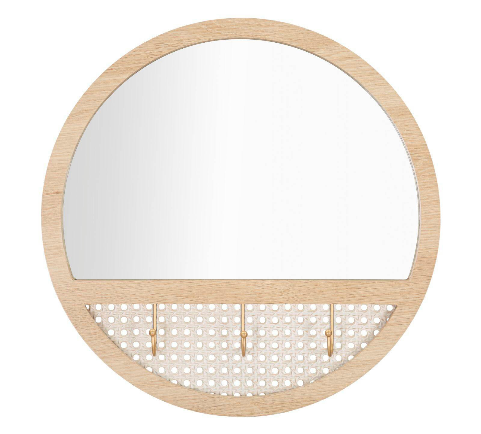 WANDSPIEGEL Fuji Ø 50 cm - Beige, Holzwerkstoff (50/50/5cm) - Mauro Ferretti