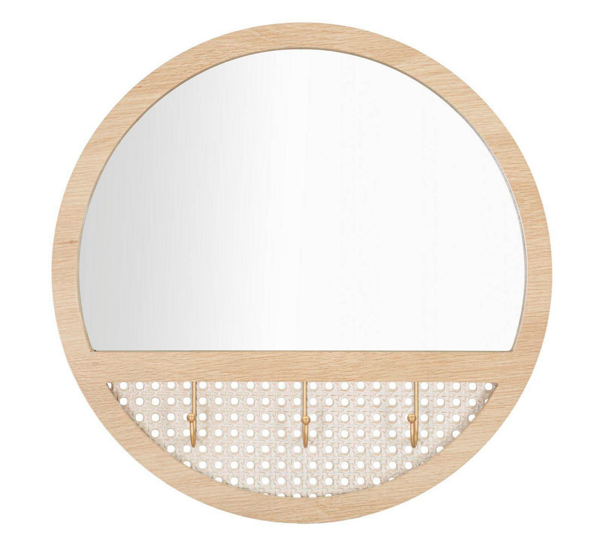 WANDSPIEGEL Fuji Ø 50 cm - Beige, Holzwerkstoff (50/50/5cm) - Mauro Ferretti