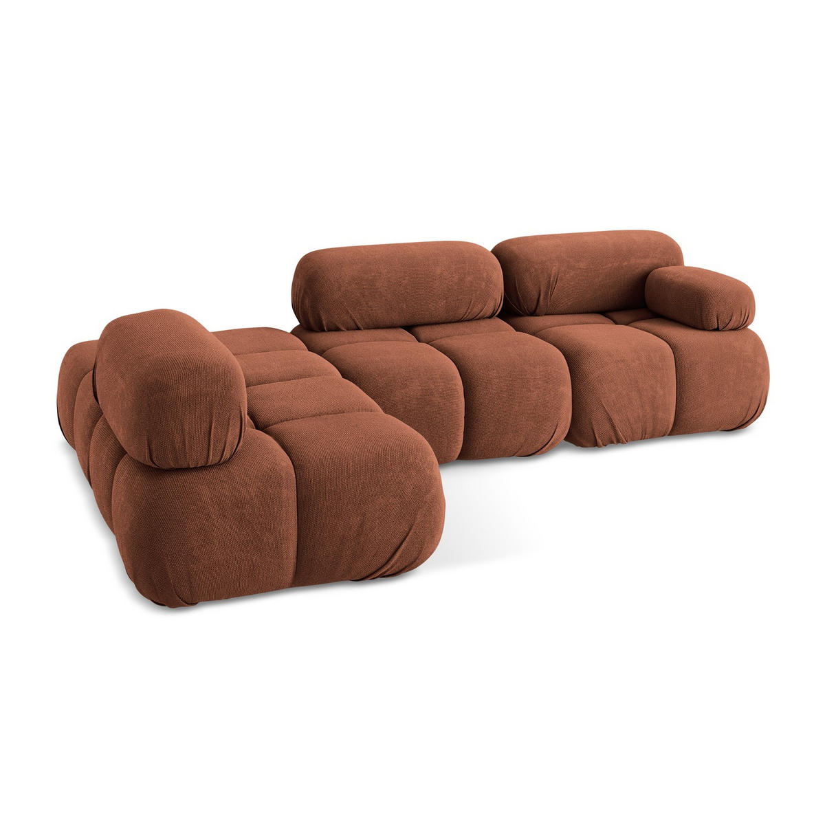 ECKSOFA Links Chenille Stoff Orange - Terracotta/Schwarz, Kunststoff/Textil (190/285cm) - Makamii