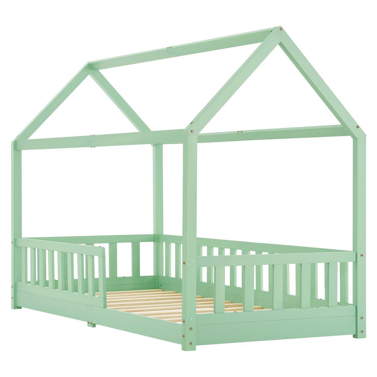 KINDERBETT Marli mit Matratze mint 90x200 cm - Mintgrün, Holz (90/200cm) - Juskys