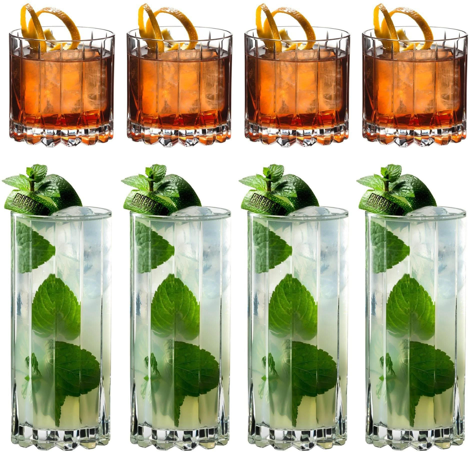 WHISKYGLAS Drink Specific Glassware Rocks und Highball Set, 8-tlg., Trinkglas - Transparent, Glas (0.4L) - Riedel