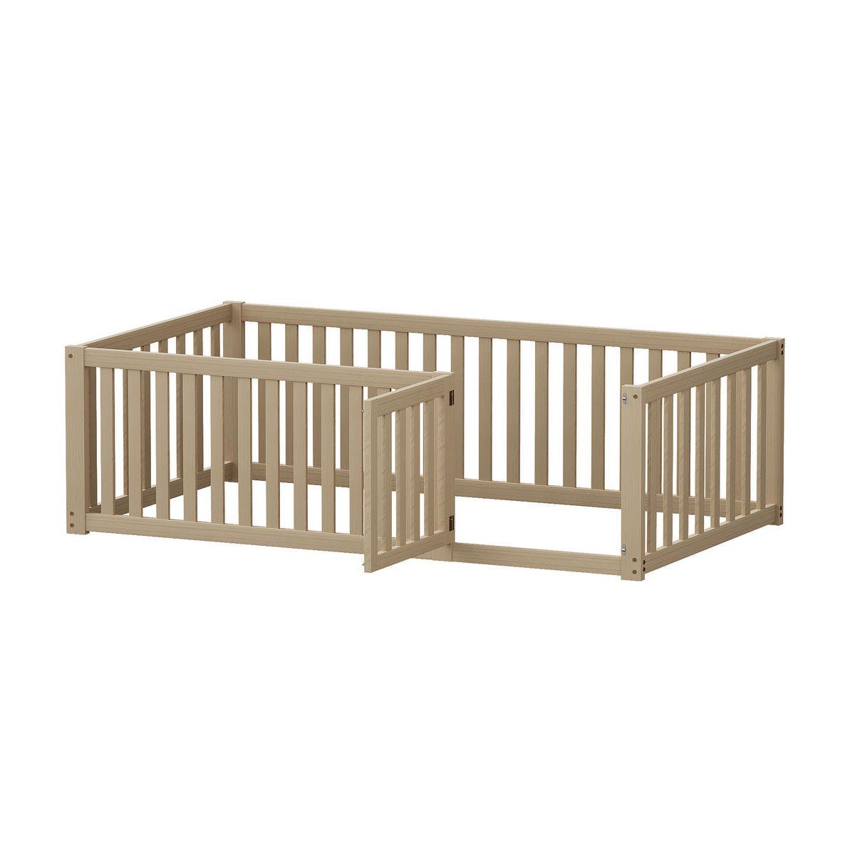 DĚTSKÁ postel 90/200 cm přírodní z masivní borovice s dvířky a zábranou - přírodní, dřevo (90/200cm) - OKWISH
