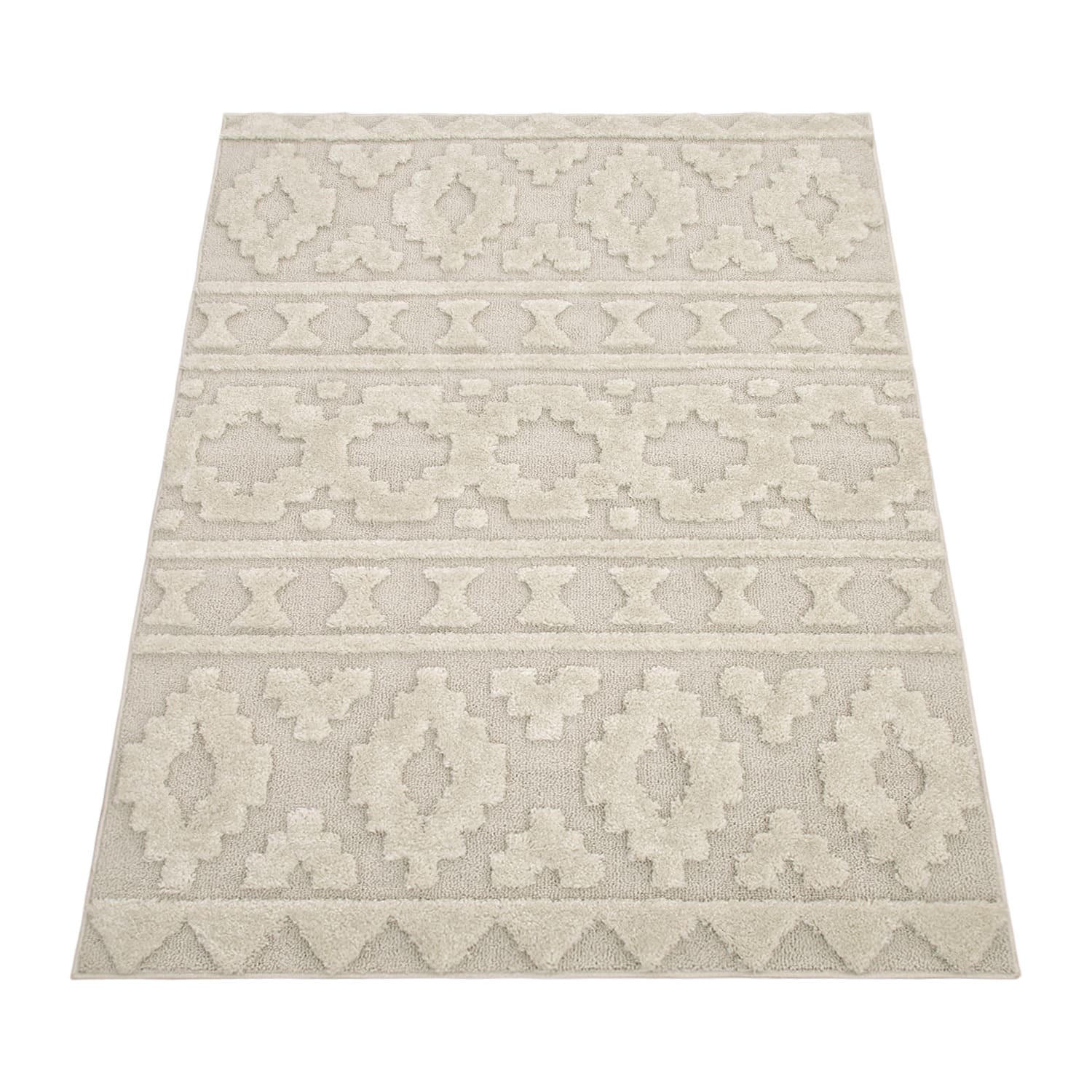HOCHFLORTEPPICH, mit 3D-Struktur, aus Polypropylen, Creme, 60 x 100 cm - Beige, Textil (100/60cm) - KADIMA DESIGN