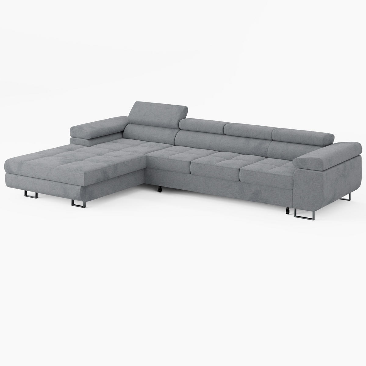 ECKSOFA VEMO CORE PLUS Links Hellrosa Velours-Stoff mit Schlaffunktion und Bettkasten - Pink, Holz/Metall (350/205cm) - Barchello