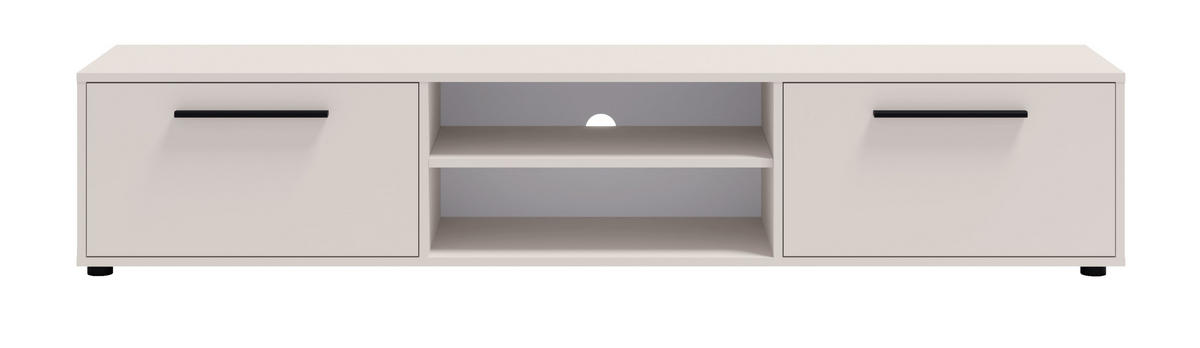 TV-SCHRANK Modena 190 cm mit Türen und Regalen in Kaschmirfarbe - Kaschmir/Schwarz, Holzwerkstoff/Kunststoff (190/38/40cm) - Ravio