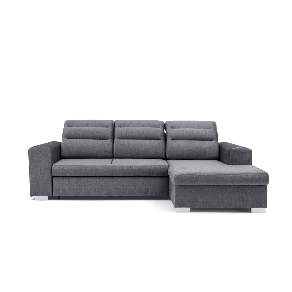 ECKSOFA CLOUD S Rechts mit Schlaffunktion 120x200 Velours Dunkelgrau - Chromfarben/Dunkelgrau, Holz/Kunststoff (260/155cm) - Muffo