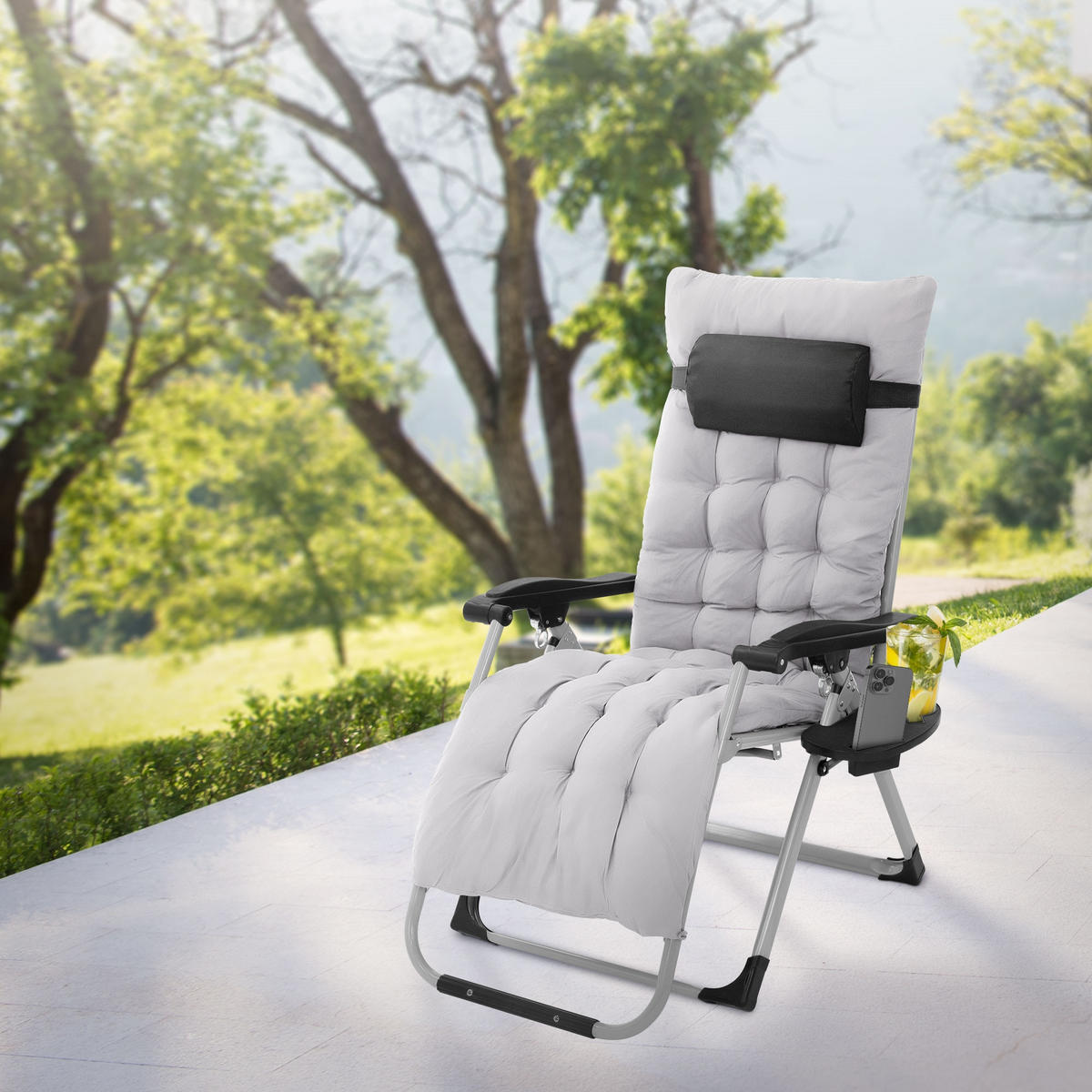 SONNENLIEGE grau - Grau, Metall (65/112/82cm) - Hauki