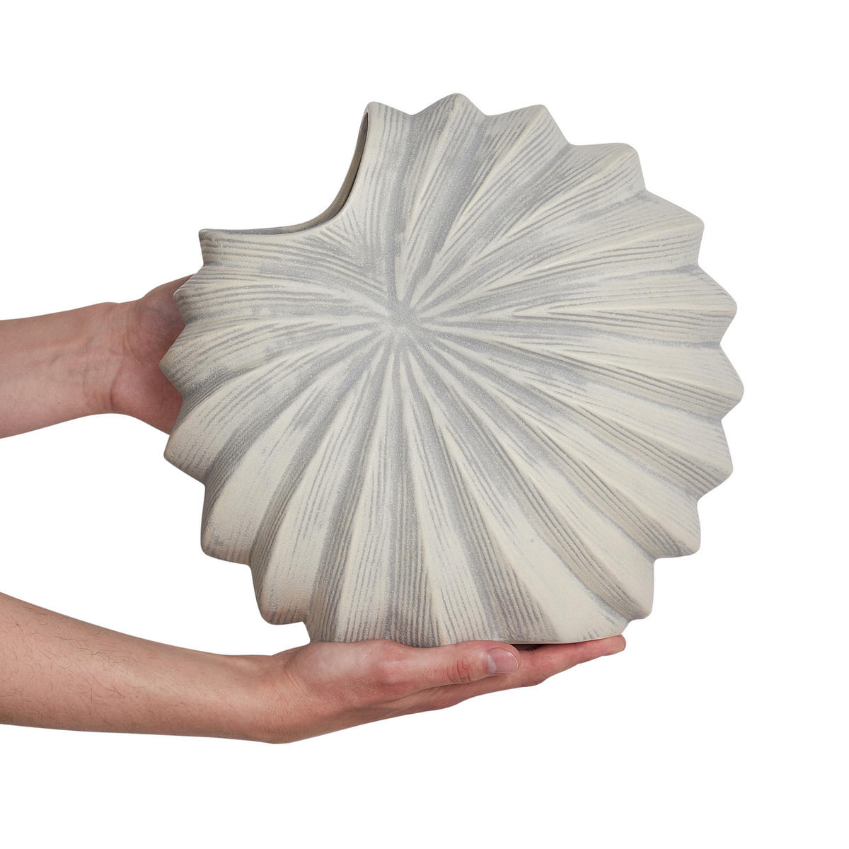 BLUMENVASE Steinzeug weiß Scup - Weiß, Keramik (28cm) - Beliani