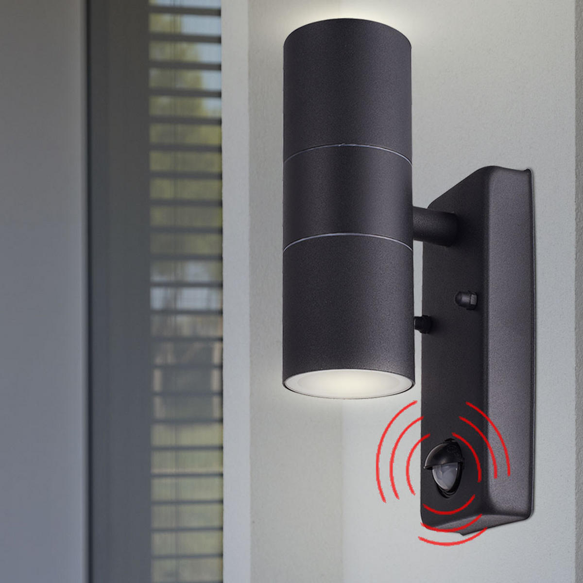 WANDLEUCHTE Alu-Druckguss Schwarz 2er Set - Schwarz, Glas (7.5/22/11.5cm)