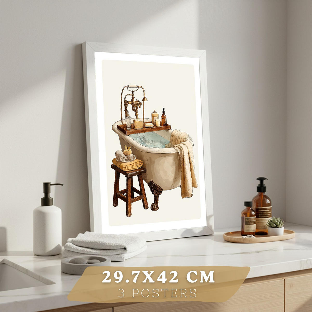 PLAKÁT Sada 3 Tiempo relax Bílý rám A3 - bílá, papír (42/29.7/3cm) - Nacnic