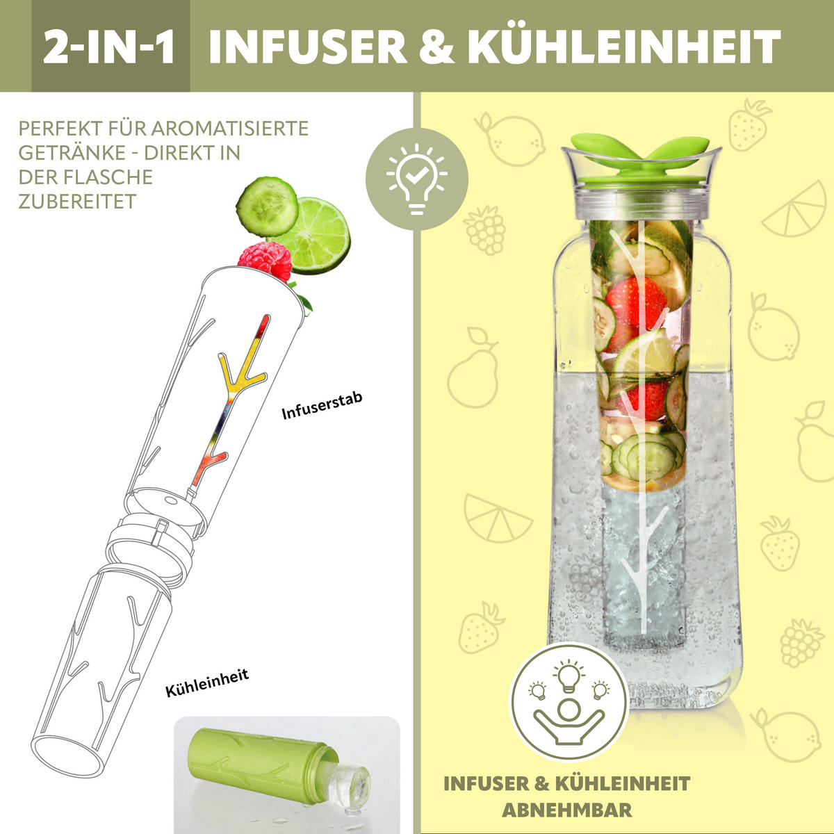 GETRÄNKEFLASCHE, grün, Kunststoff - Grün, Kunststoff (1.4L) - bremermann