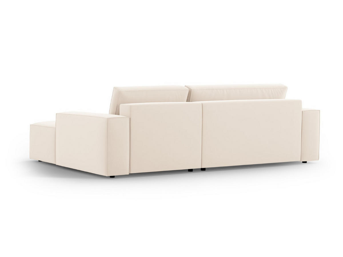 ECKSOFA ausklappbar rechts mit Container Jodie aus Samt leichtes beige 3 Sitzplätze - Creme, Textil (151/246cm) - Micadoni