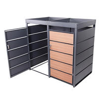 MÜLLTONNENBOX mit Pflanzkasten 2er, MTP2 - Anthrazit, Metall (132/116/80cm) - Albatros