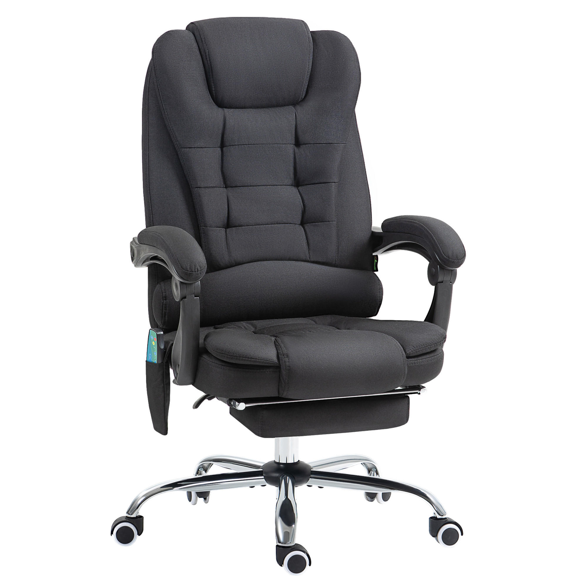 BÜROSTUHL in Schwarz 70x65x119 cm mit Massage- und Heizfunktion, verstellbarer Rückenlehne und Fußstütze - Schwarz, Textil (65/119/70cm) - IVMEU
