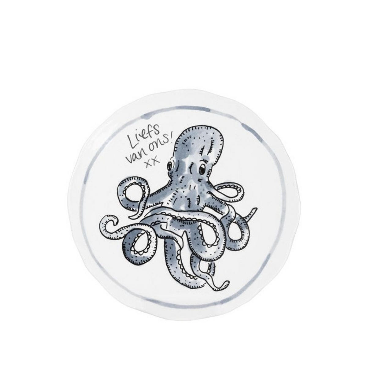 TELLER Oktopus in Schwarz - 15cm - Multicolor, Keramik (12/12/1.5cm) - Blond Amsterdam