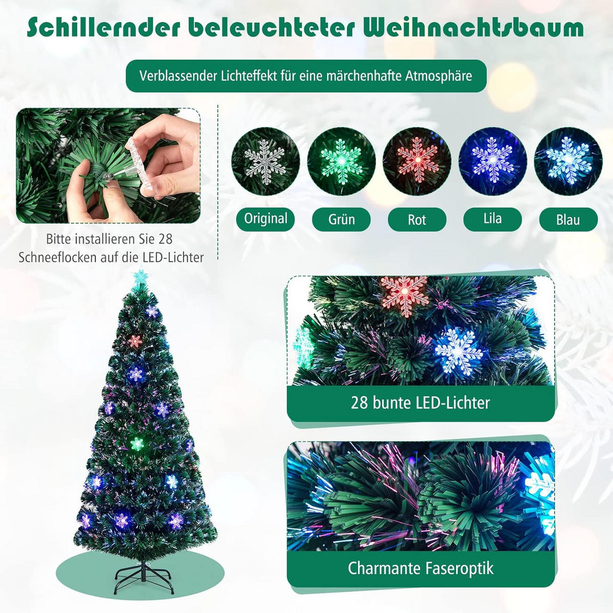 WEIHNACHTSBAUM Grün - Grün, Kunststoff (180cm) - COSTWAY