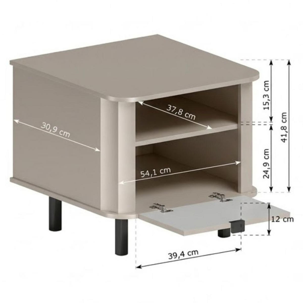 NACHTTISCH Novado NO-7 58,6 x 57 x 40,5 cm Greige - Greige, Holzwerkstoff/Metall (58.6/57/40.5cm) - Koseto