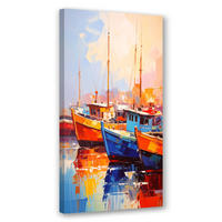 LEINWANDBILD Bunte Boote im Hafen 40x80cm - Multicolor, Textil (40/80cm) - Feeby