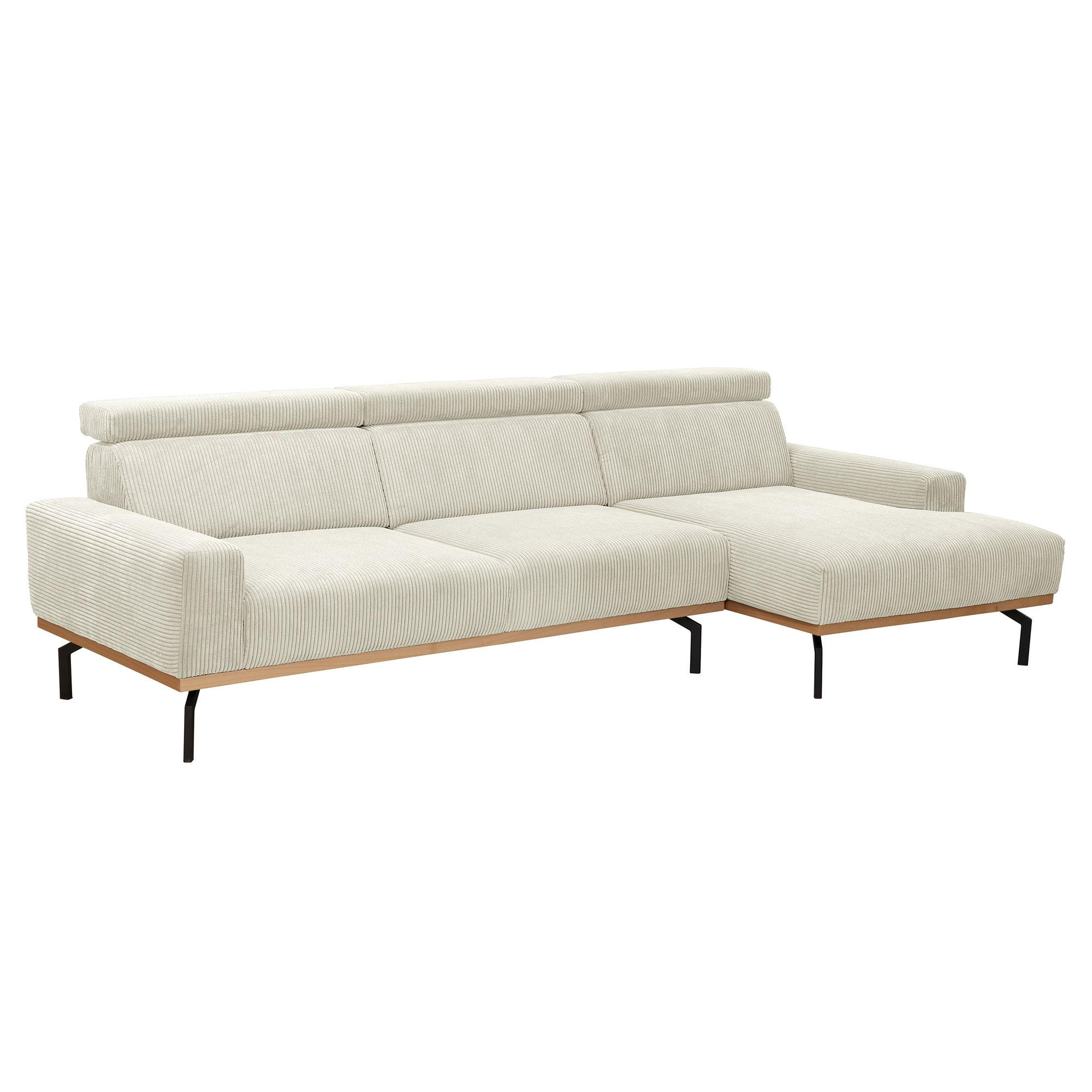 SOFA mit Longchair rechts Katrien Cordstoff creme - Creme, Kunststoff (135/280cm) - 58aufmkessel