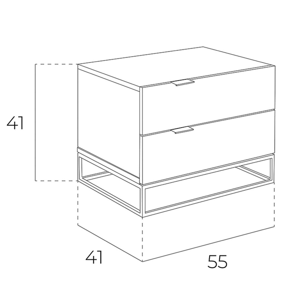 NACHTSCHRANK Nachttisch aus grauem Holz und schwarzem Stahl 55/41/41 cm - Schwarz/Grau, Holz (55/41/41cm) - ANGEL CERDA