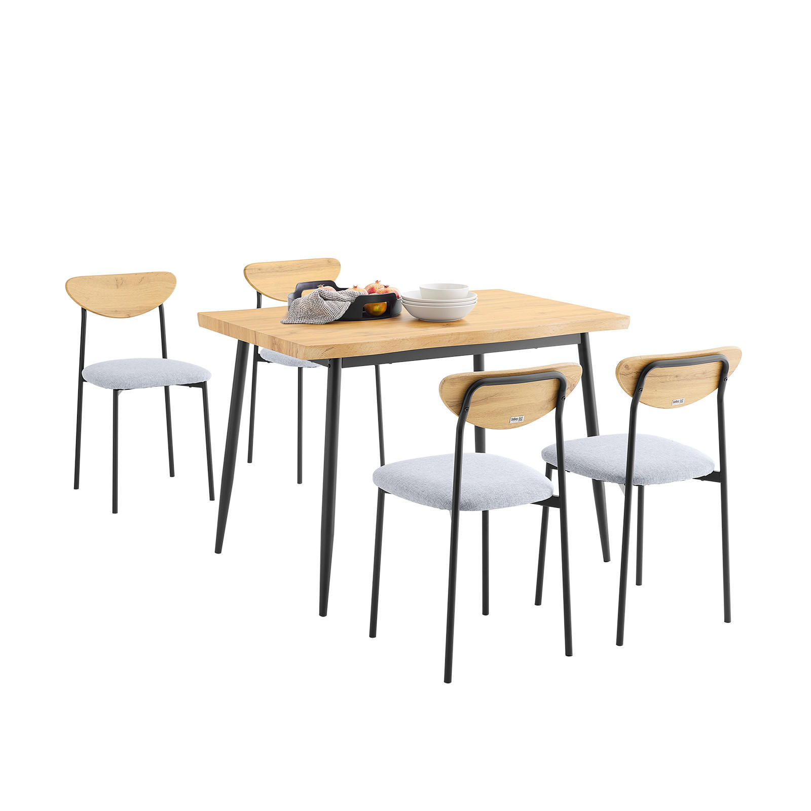 ESSGRUPPE, Esstisch mit 4 Stühlen - Naturfarben, Holzwerkstoff (110/70/76cm) - SoBuy