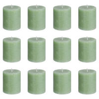 STUMPENKERZE (12er Set) Rustic - Salbeigrün, Paraffin (8cm) - BUTLERS