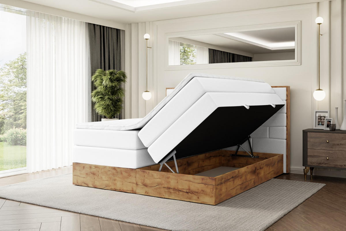 BOXSPRINGBETT mit Matratze H3|H4 und Lattenrost - LOLLI8 KING-120x200 - Weiß - Weiß, Holzwerkstoff (120/200cm) - ALTDECOR