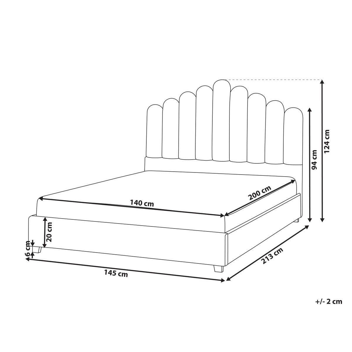 BETT mit Lattenrost 140/200 cm Taupe Vincennes - Taupe/Schwarz, Textil (140/200cm) - Beliani