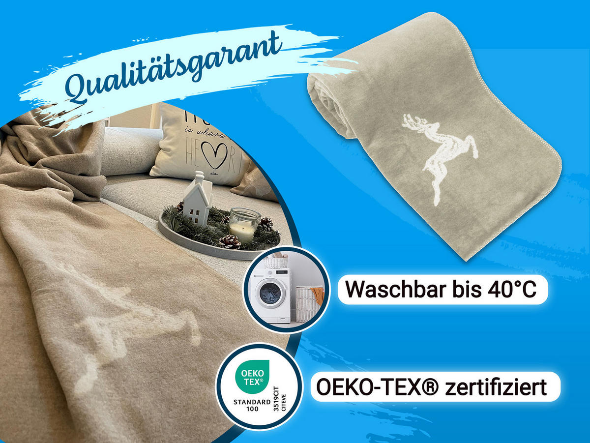 KUSCHELDECKE, 150x200 cm, 60% Baumwolle, 40% Polyacryl, Beige - Creme, Naturmaterialien (150/200cm) - Zollner