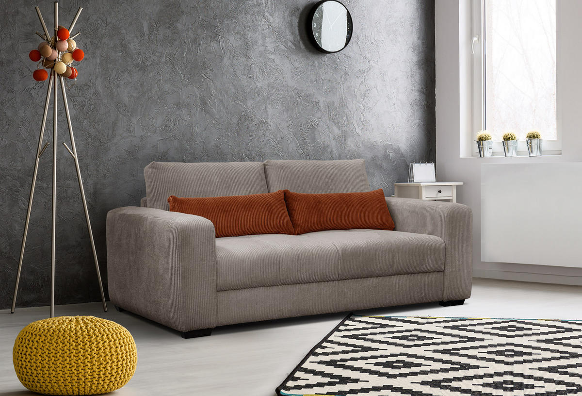 SOFA OLI 3-Sitzer, taupe - Taupe, Holz/Textil (208/91/108cm) - Courtois Laville