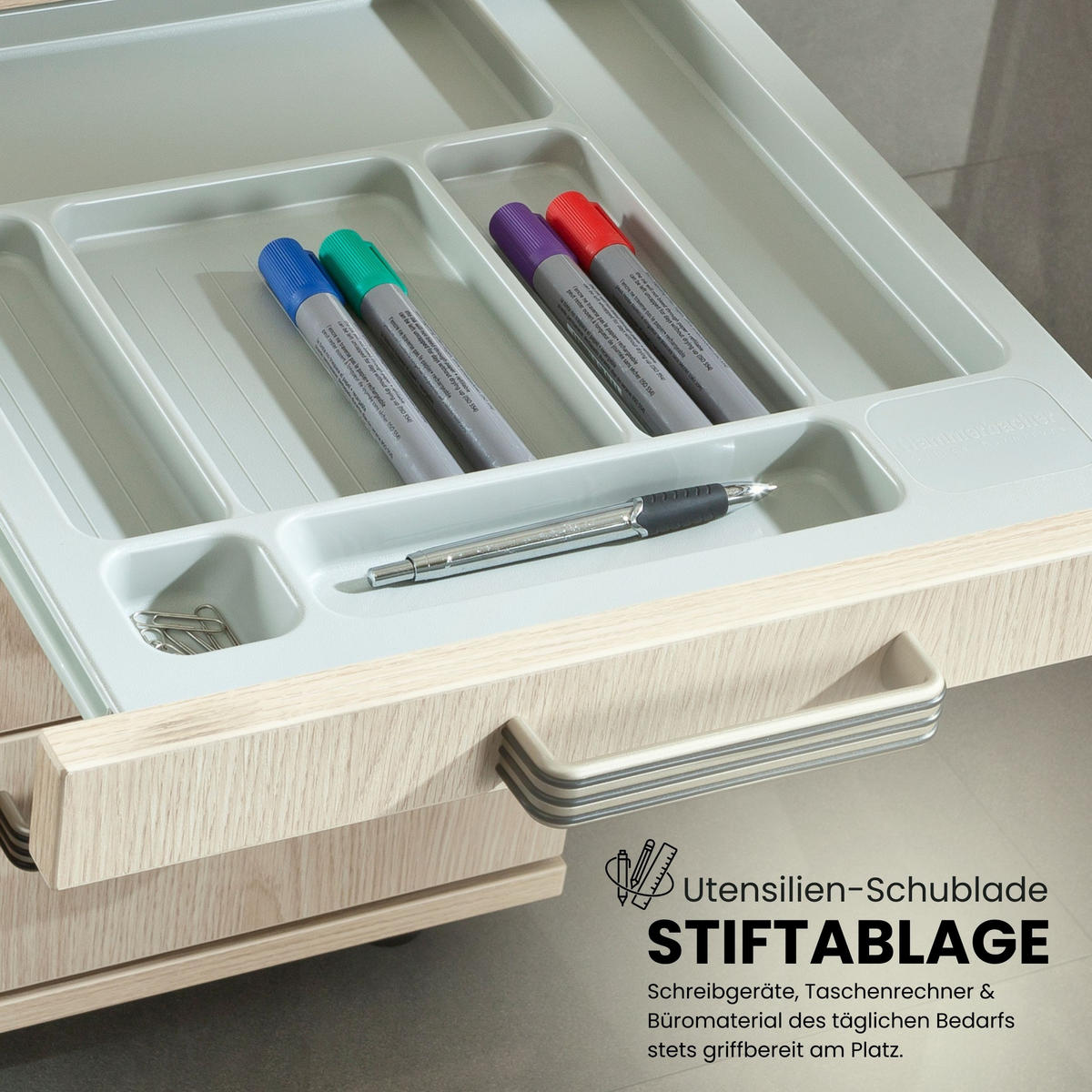 STANDCONTAINER - mit 4 Schubladen 80/42,8/72 cm in Nussbaumfarben Streifengriff (Kunststoff) - Nussbaumfarben, Holzwerkstoff (42.8/72/80cm) - bümö