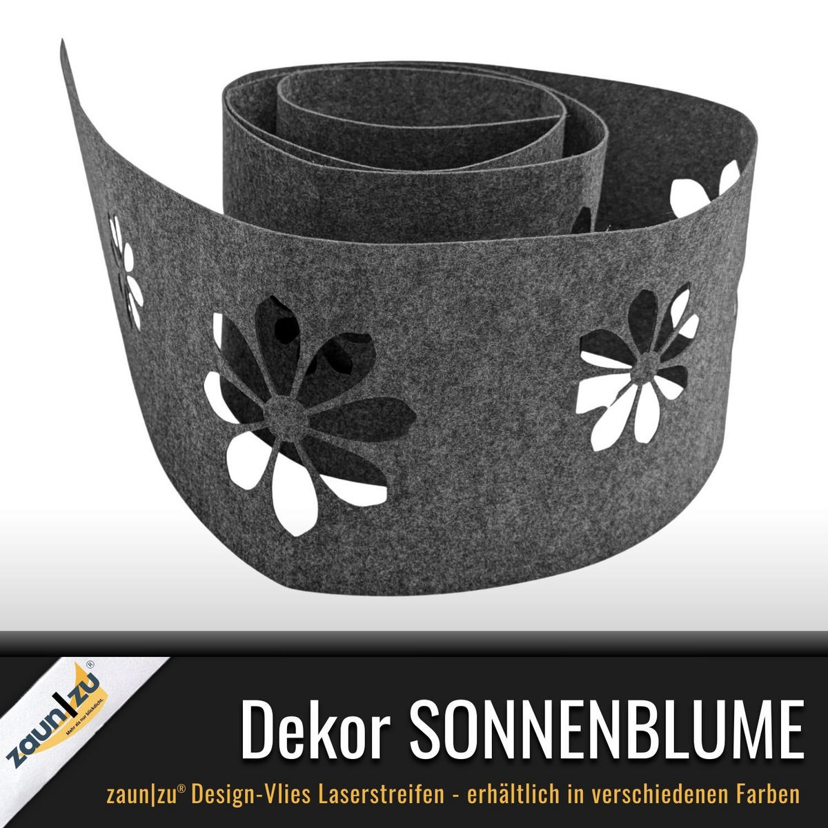 SICHTSCHUTZSTREIFEN Design Vlies Dekor Sonnenblume Einzelstreifen Schwarzgrau 2,55m - Schwarz, Kunststoff (260/19cm) - ZAUN|ZU
