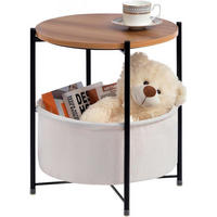 BEISTELLTISCH mit Korb Rund 42 x 51 cm Beige - Multicolor, Metall (55/49/5cm)
