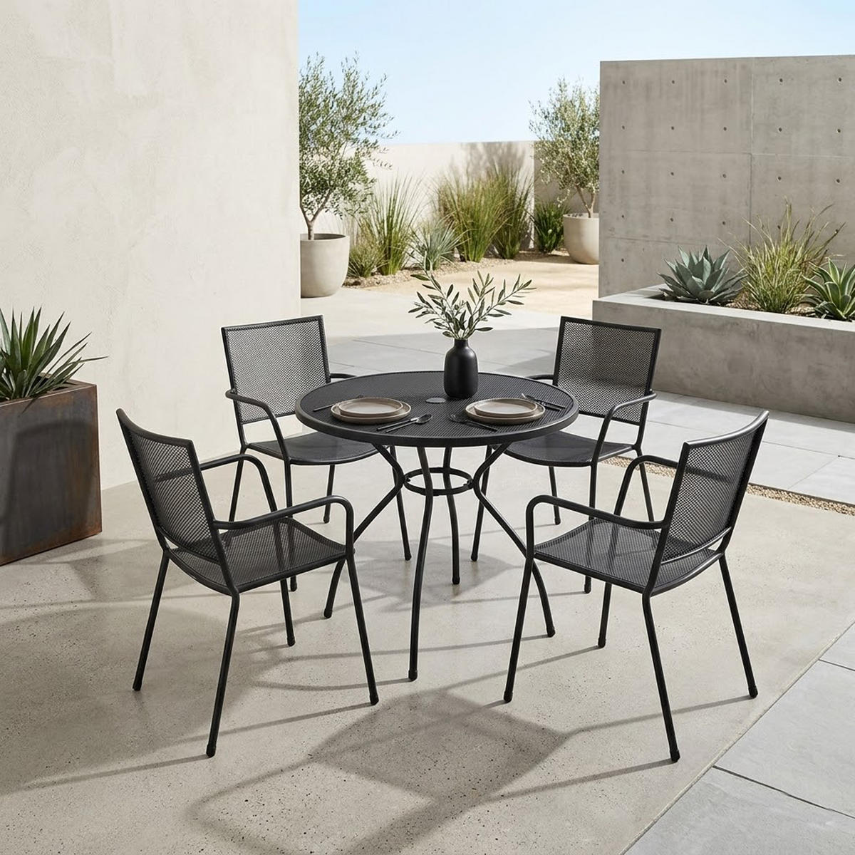 BISTROTISCH Glasgow - aus Streckmetall - 70cm rund - anthrazit - Grau, Metall (70/70/72cm) - TPFGarden