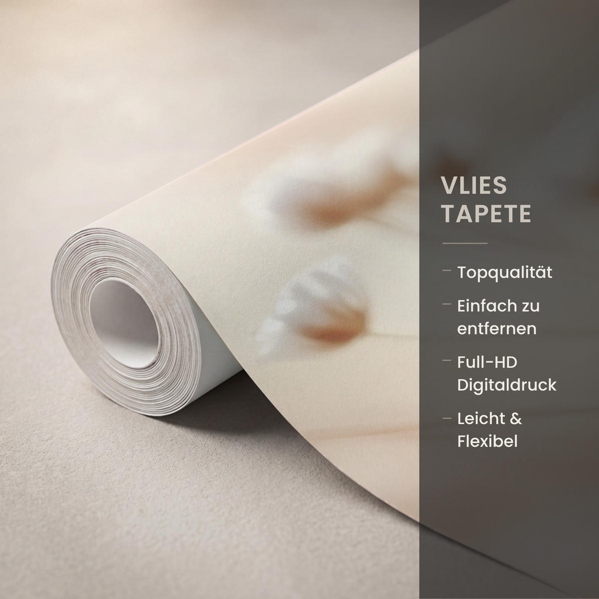 TAPETE - Wild - Blumen - Weiß - 140x200 cm - Creme, Papier (140/200cm) - OnlyWow