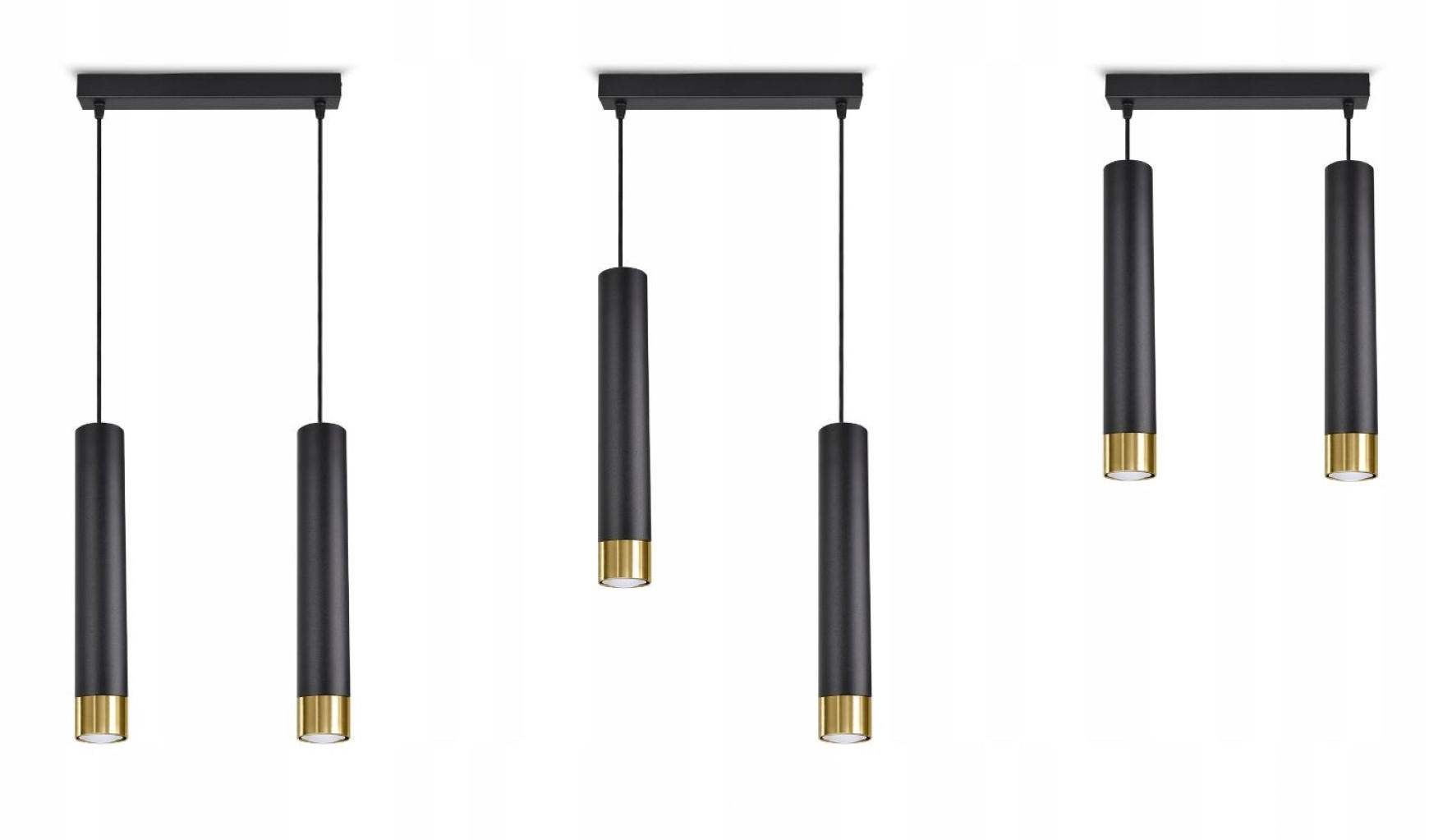 PENDELLEUCHTE Milano Tube - Goldfarben/Schwarz, Glas/Metall (6/32/100cm) - kiki design