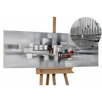 ACRYLBILD HANDGEMALT 150/50 cm - Weiß/Grau, Holz/Textil (150/50cm) - KUNSTLOFT