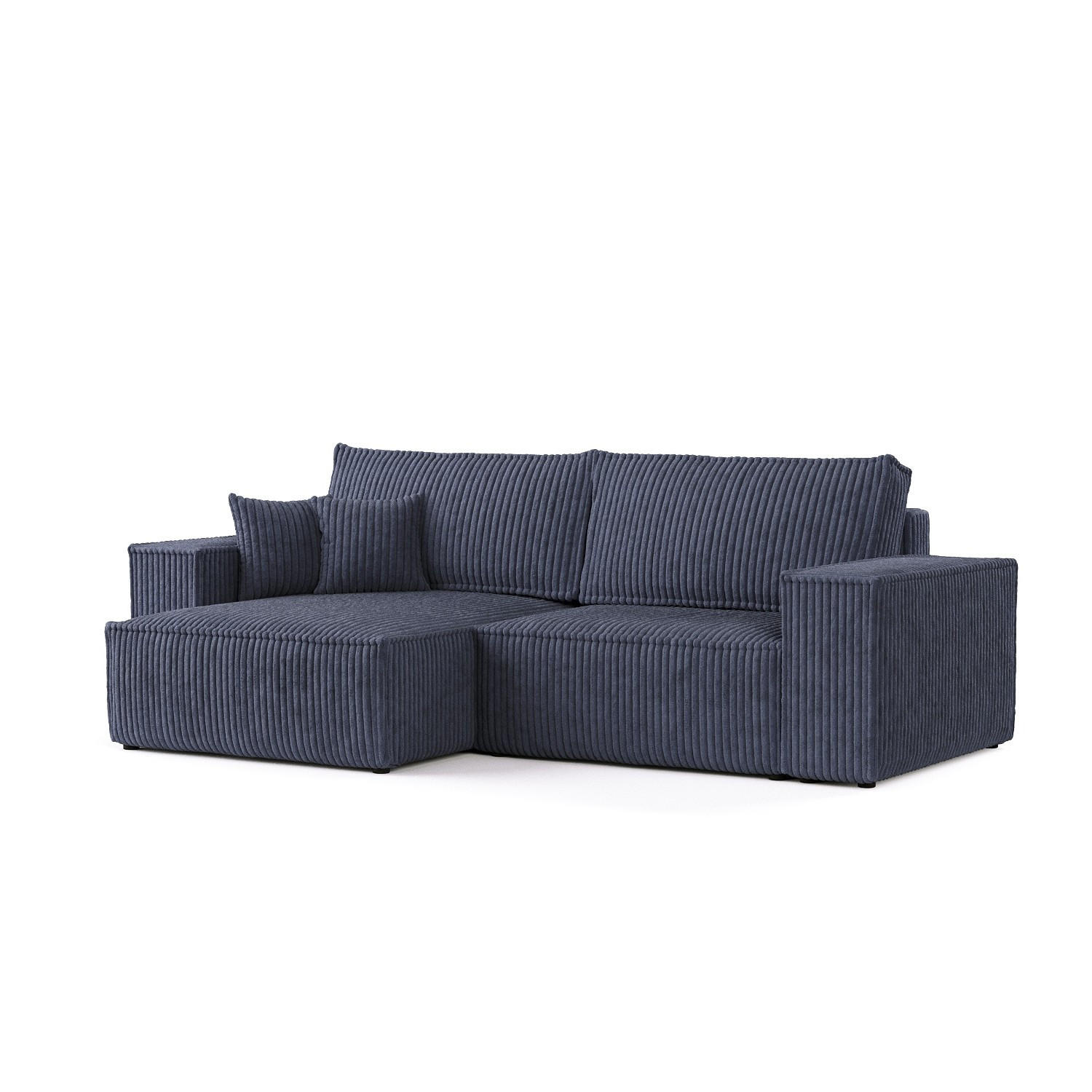 ECKSOFA CAVO mit Schlaffunktion Marin im Tilia Stoff - Schwarz/Dunkelblau, Holz/Holzwerkstoff (255/148cm) - AltaBeds