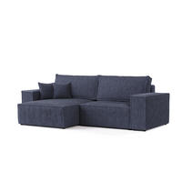 ROHOVÁ SEDAČKA CAVO, textil, Námořnická modrá - černá/tmavě modrá, dřevo/kompozitní dřevo (255/148cm) - AltaBeds