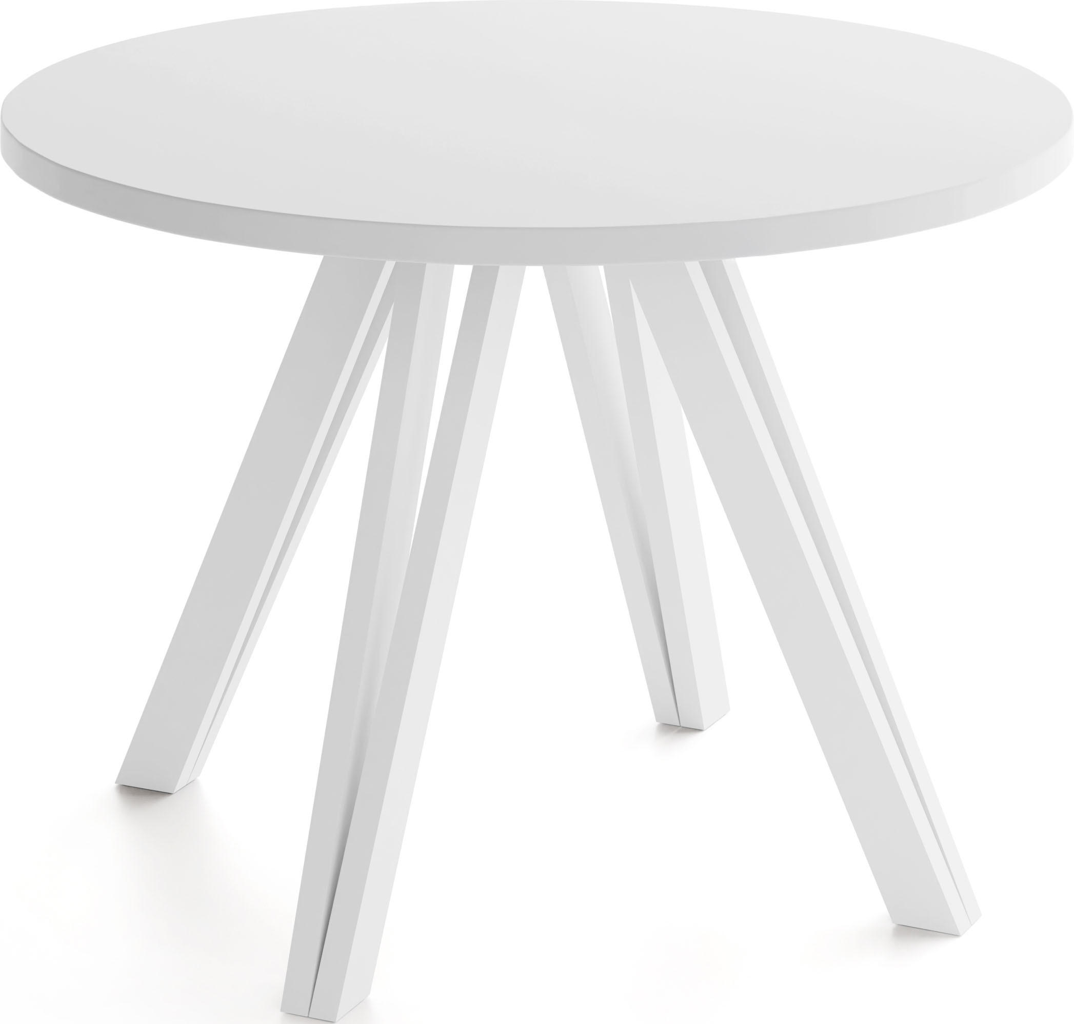 ESSTISCH Ravero runder ausziehbarer, Weiß 100/100/77 cm - Weiß, Holz/Holzwerkstoff (100/100/77cm) - WFL GROUP