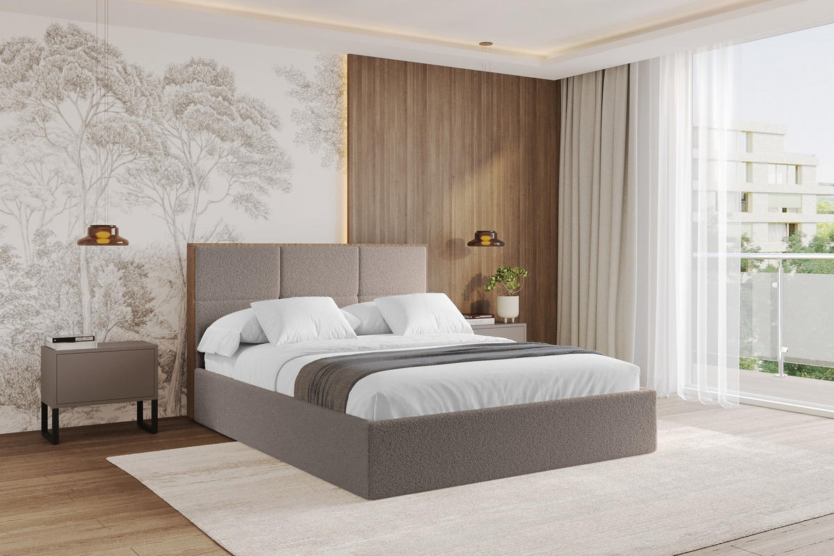 POLSTERBETT mit Bettkasten und Lattenrost, Bett mit Matratze H3/H4 - LILA 140x200 Braun - Braun, Holzwerkstoff/Textil (140/200cm) - ALTDECOR