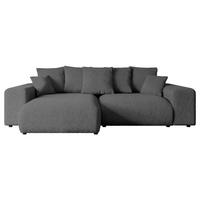 ECKSOFA mit Schlaffunktion und Bettkasten ESKAR-L 256x165x84cm Grau Bouclé - Schwarz/Grau, Holzwerkstoff/Kunststoff (165/256cm) - ALTDECOR