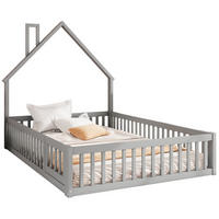 KINDERBETT Schornsteinform 140/200 cm, Grau mit Lattenrost ohne Matratze - Grau, Holz (140/200cm) - MIVRAY