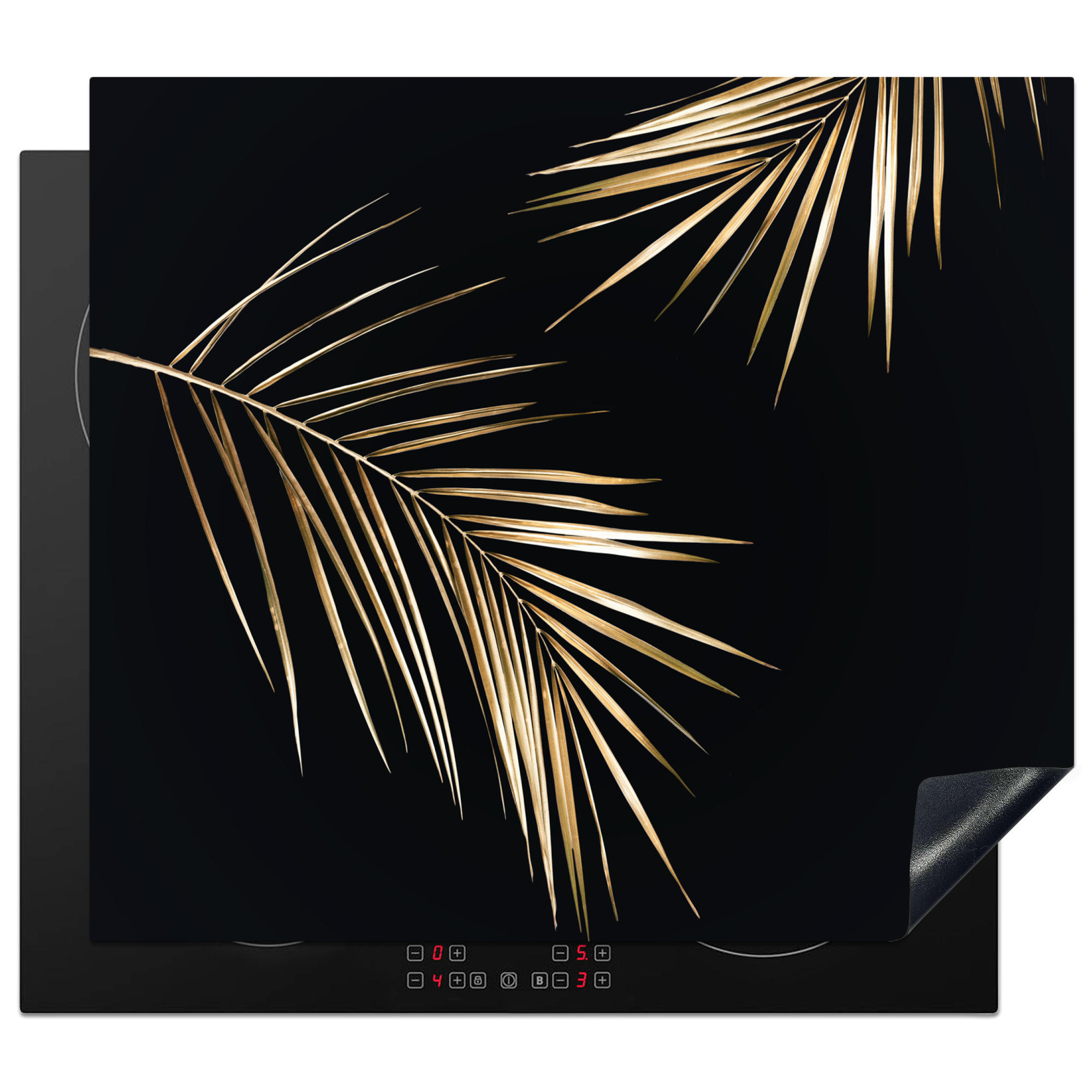 HERDABDECKPLATTE Blätter - Pflanzen - Gold - Schwarz - Luxus 59x52 cm - Goldfarben, Kunststoff (59/0.2/52cm) - MuchoWow