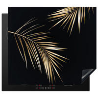 HERDABDECKPLATTE Blätter - Pflanzen - Gold - Schwarz - Luxus 59x52 cm - Goldfarben, Kunststoff (59/0.2/52cm) - MuchoWow