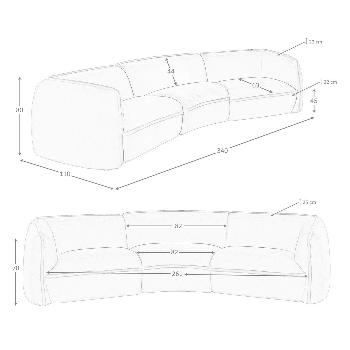 3-SITZER-SOFA dunkelblauer Samt, schwarzer Edelstahlbeine - Schwarz/Dunkelblau, Textil/Metall (340/80/110cm) - ANGEL CERDA