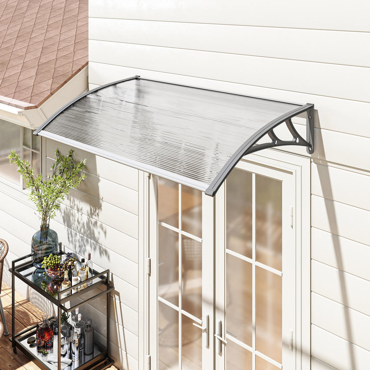 PULTVORDACH Polycarbonate Aluminium Transparent Grau - Grau, Kunststoff/Metall (60/18/110cm) - Outsunny