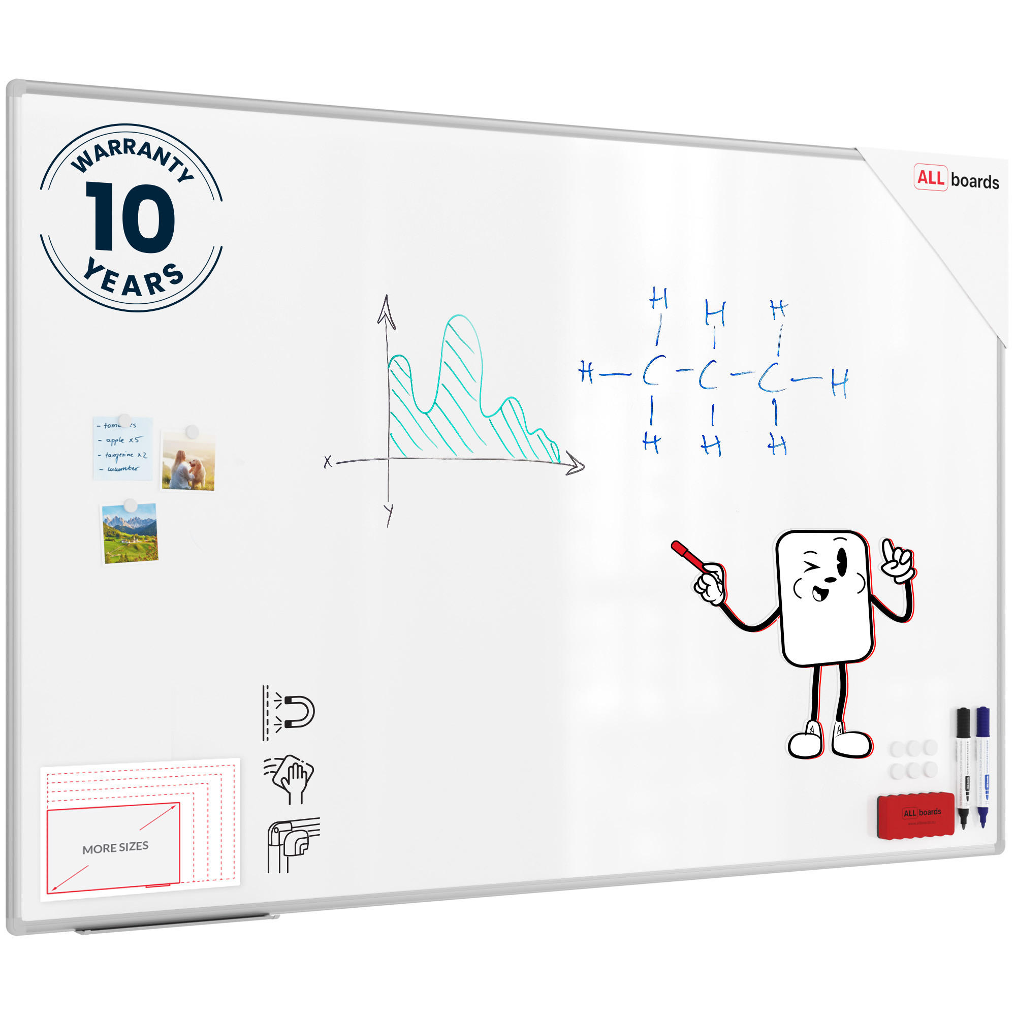 MAGNETISCHES Whiteboard - PREMIUM EXPO Alurahmen 180x120cm - Weiß, Metall (180/120/1.6cm) - ALLboards